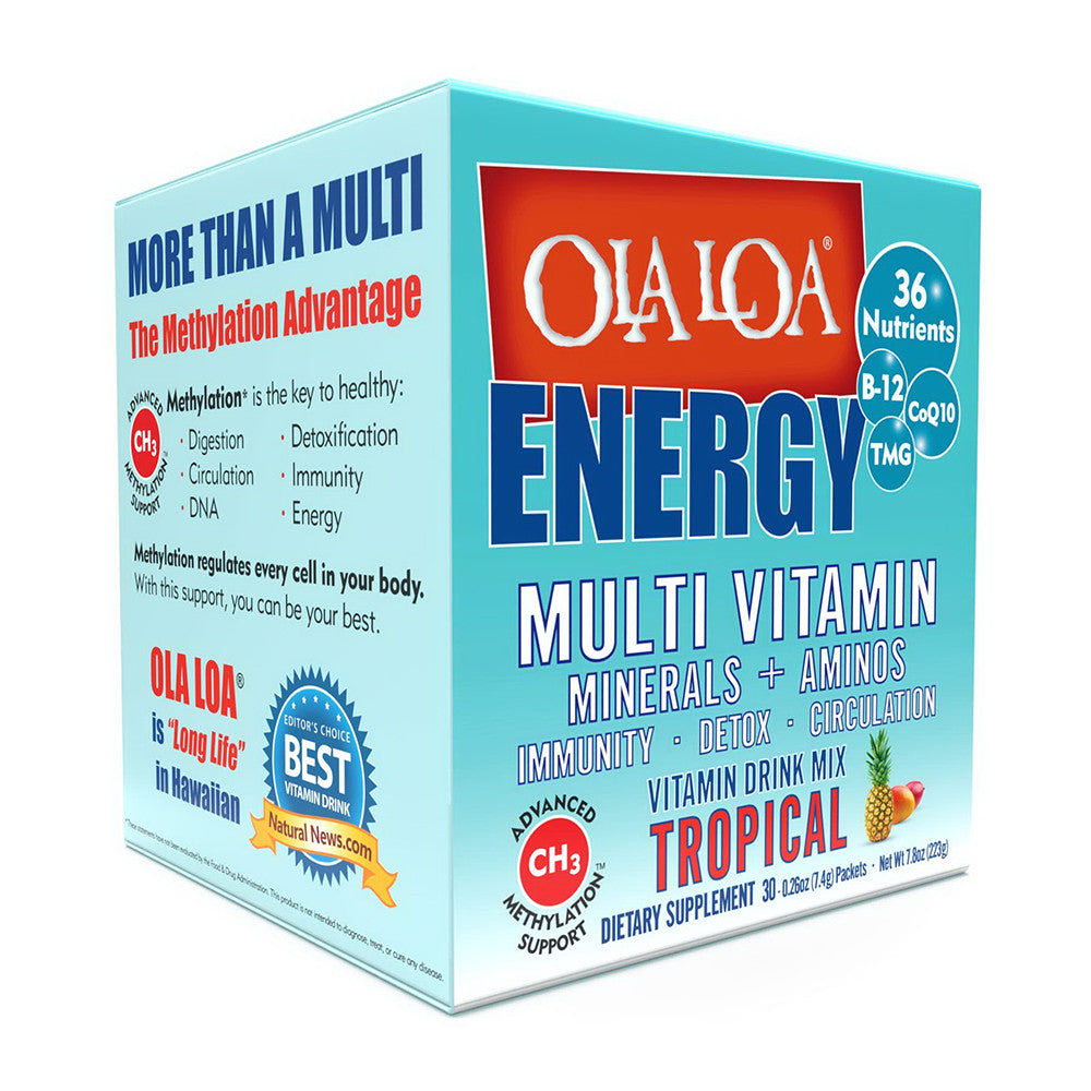 Ola Loa Energy Super Multi Vitamin Effervescent Drink Mix, Tropical, 30 Ea